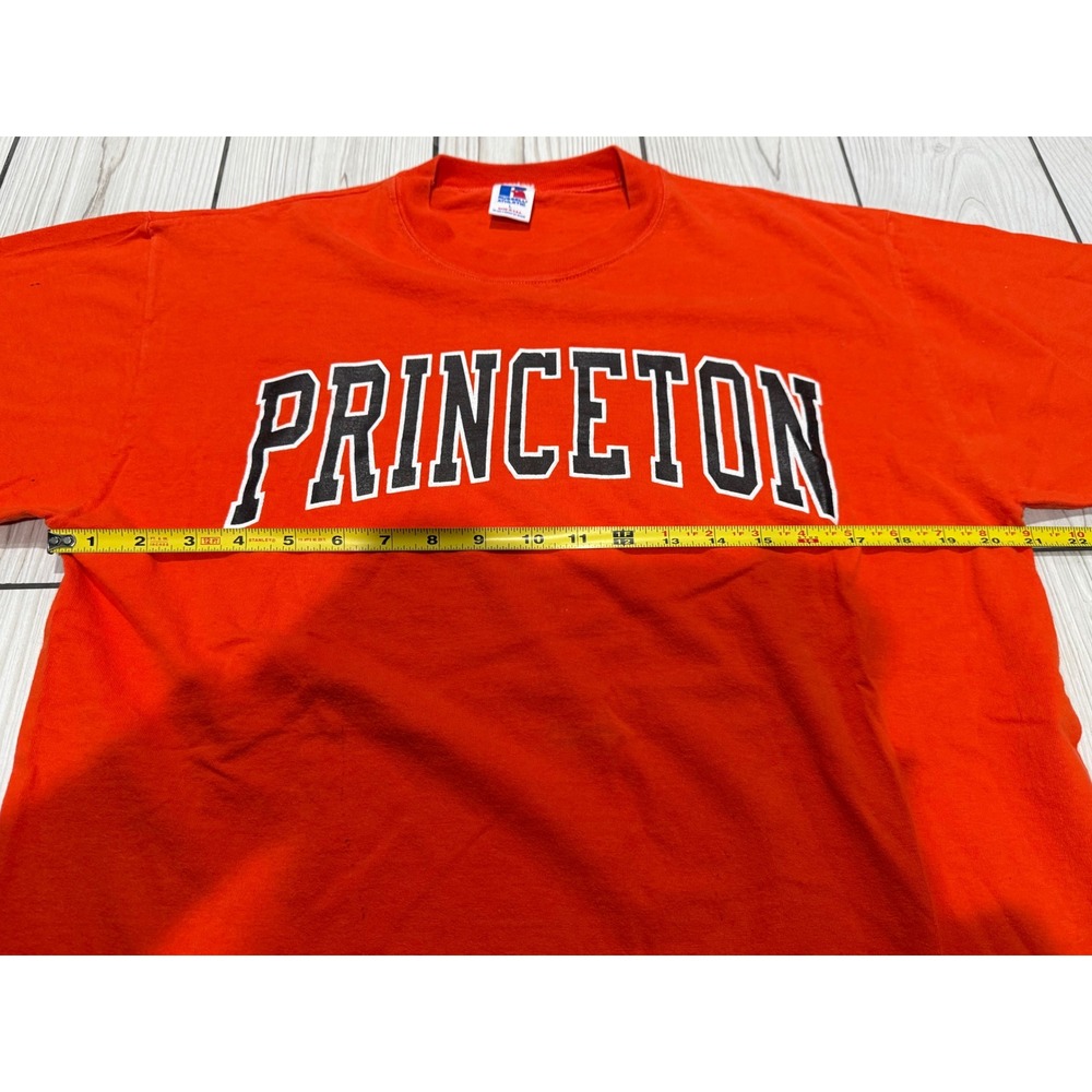 Vintage Russell Athletic Princeton University T-Shirt Orange Mens Large USA Made - Picture 9 of 9